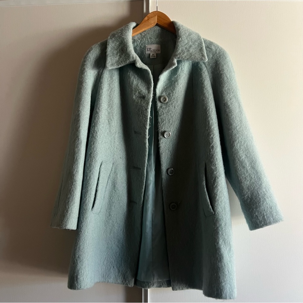 Vintage Alpaca Light Teal Wool Coat